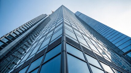 Modern Glass Skyscraper Architecture, Low Angle View