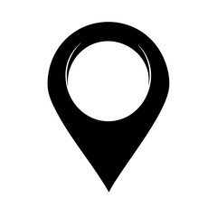 Minimalist flat map pin icon vector, isolated on white background, suitable for GPS apps, map designs, and location-based web services.