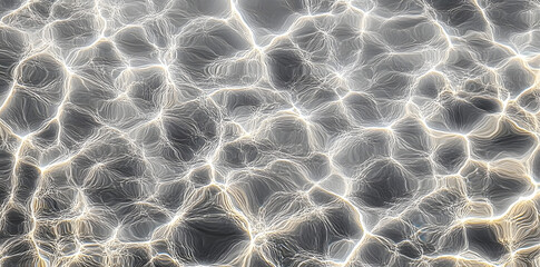 A transparent texture overlay featuring smooth, realistic water ripples and waves. A glistening, clear, and refreshing ocean or sea summer repeat pattern background. A grayscale displacement or