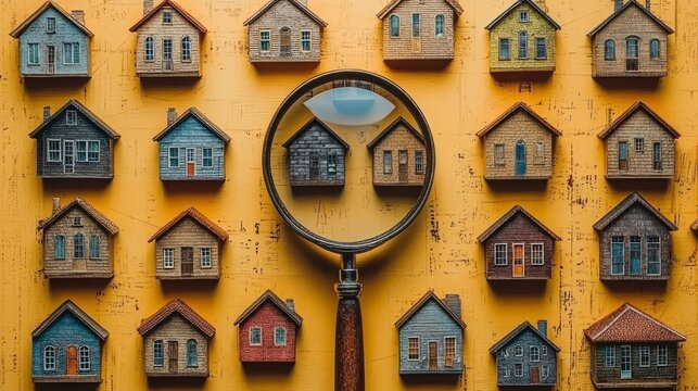 Tiny house models examined on a yellow textured surface