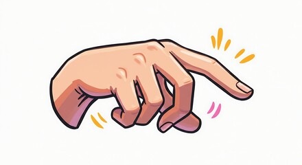 Hand Tapping Index Finger Cartoon Illustration on White Background