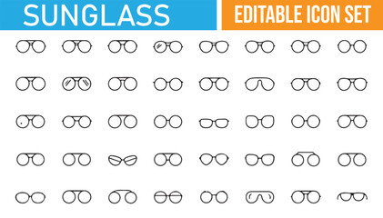Trendy eyewear icon collection in vector style for fashion and accessories.