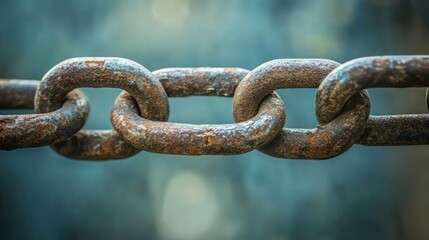 Fototapeta premium Close-up of rusty chain links, showing texture and age.