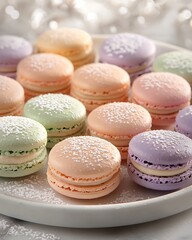Delicate pink and purple macarons high resolution picture