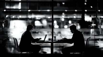 Three professionals are engaged in a discussion around a wooden table in a cozy meeting area.
