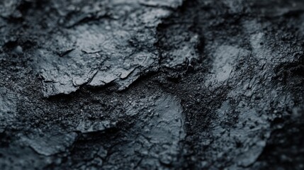 Close-up of dark gray, textured, cracked surface resembling clay or rock.
