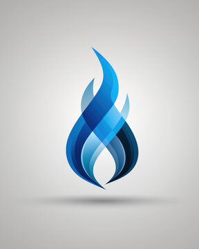 Abstract blue flame logo design with gradient overlapping shapes
