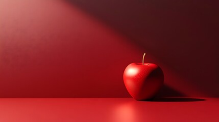 Single vibrant red  on a dark crimson surface, illuminated by a spotlight.