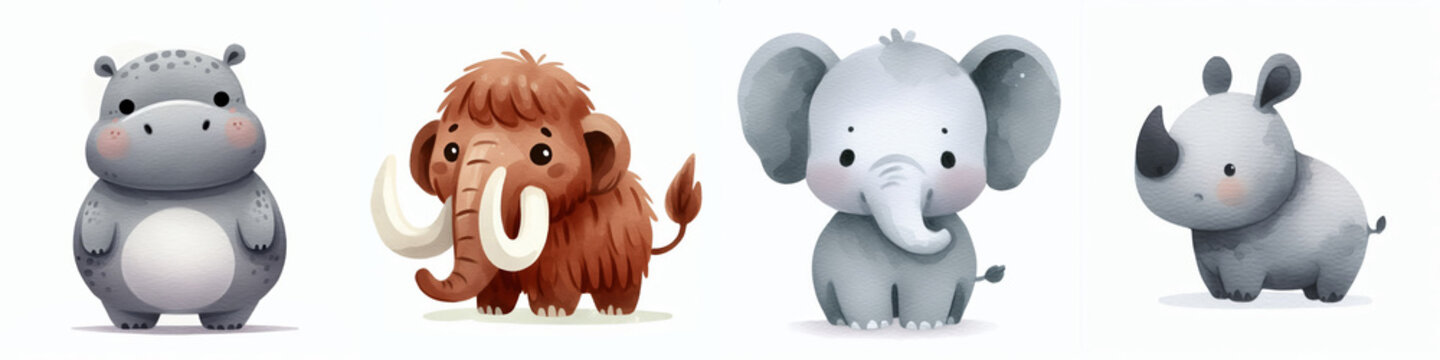 Colecci&oacute;n de animales estilo acuarela. 