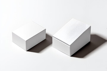 Two simple white boxes minimalist design clean aesthetics shadow play