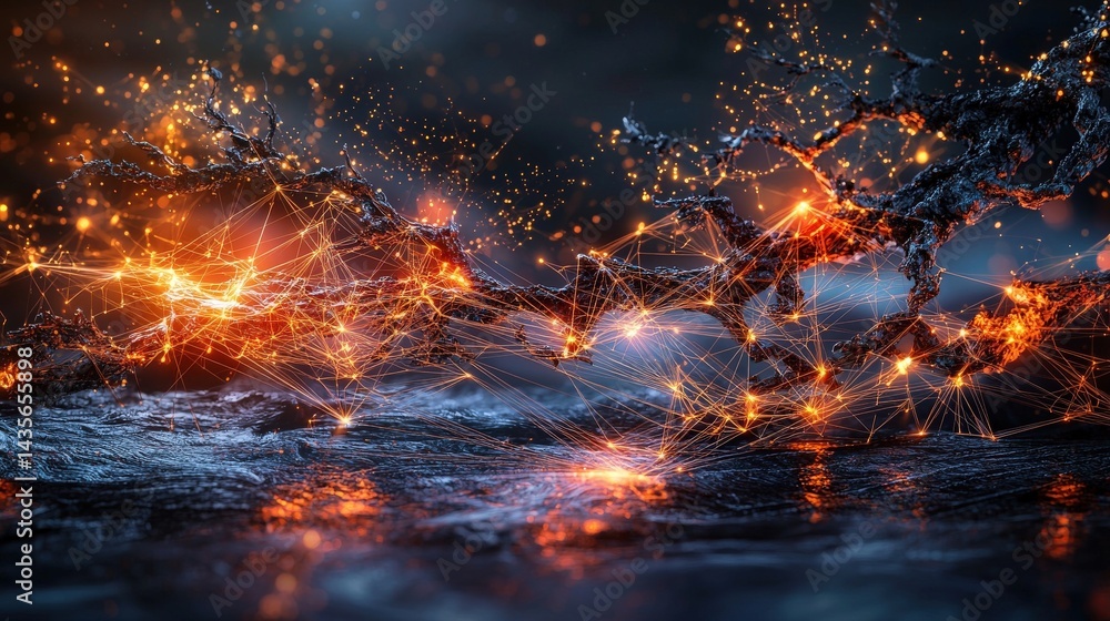 Poster Interconnected nations represented in a global network of light digital art abstract environment futuristic view