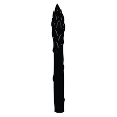  Black silhouette of an asparagus stalk on a white background