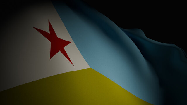 Realistic 3D Waving Djibouti Flag render - Powered by Adobe