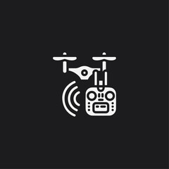 Drone with controller icon flat vector design