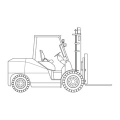 Hand drawn kids drawing Vector illustration forklift flat cartoon isolated