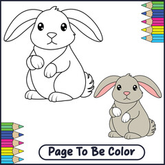 Cute Cartoon Rabbit Vector Coloring Page