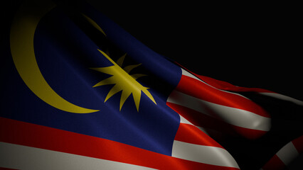 realistic 3D render of the Malaysian flag waving