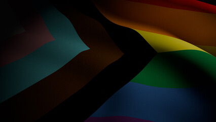3D render of the Progress Pride flag