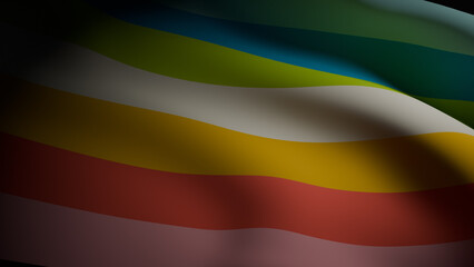 realistic 3D render of a waving queer pride flag