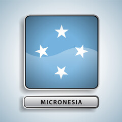 Micronesia flag square button Isolated on color gradient background. Exclusive Icon flag