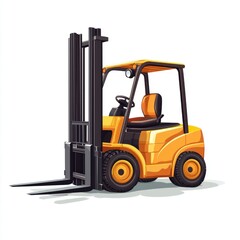 Yellow Forklift Truck isolated on white. Forklift . Construction Vehicle. Industrial Forklift Machine. Heavy Forklift Truck on white. Forklift Truck isolated on white. Logistic and Cargo Concept.	