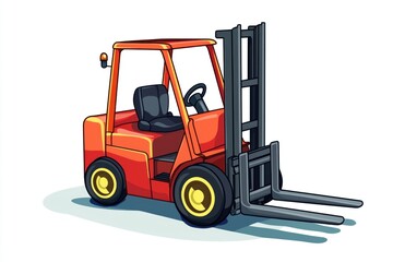 Yellow Forklift Truck isolated on white. Forklift . Construction Vehicle. Industrial Forklift Machine. Heavy Forklift Truck on white. Forklift Truck isolated on white. Logistic and Cargo Concept.	