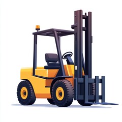 Yellow Forklift Truck isolated on white. Forklift . Construction Vehicle. Industrial Forklift Machine. Heavy Forklift Truck on white. Forklift Truck isolated on white. Logistic and Cargo Concept.	