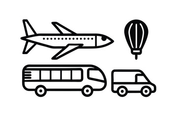 Transport and Travel Hand Drawn Line Symbols