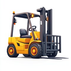 Yellow Forklift Truck isolated on white. Forklift . Construction Vehicle. Industrial Forklift Machine. Heavy Forklift Truck on white. Forklift Truck isolated on white. Logistic and Cargo Concept.	