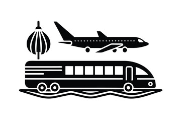 Transport and Travel Hand Drawn Line Symbols