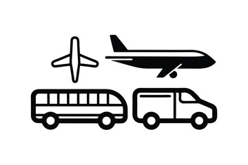 Transport and Travel Hand Drawn Line Symbols