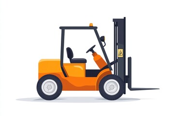 Yellow Forklift Truck isolated on white. Forklift . Construction Vehicle. Industrial Forklift Machine. Heavy Forklift Truck on white. Forklift Truck isolated on white. Logistic and Cargo Concept.	