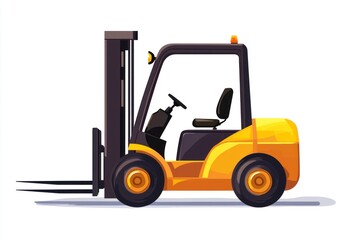 Yellow Forklift Truck isolated on white. Forklift . Construction Vehicle. Industrial Forklift Machine. Heavy Forklift Truck on white. Forklift Truck isolated on white. Logistic and Cargo Concept.	