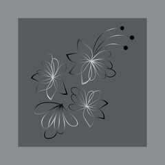 An illustration of a vectors different type of  flowers in continuous line art drawing style.