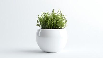 Minimalist Green Plant in a White Pot