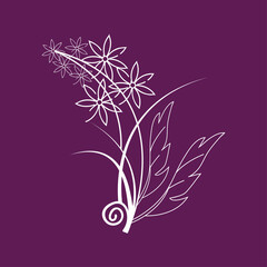 An illustration of a vectors different type of  flowers in continuous line art drawing style.