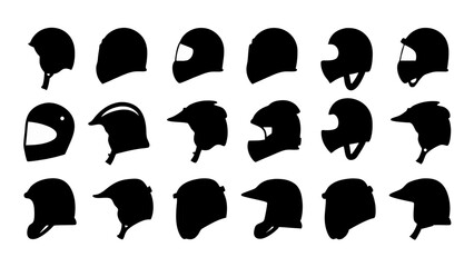 set of helmet silhouette vector on tranparent background