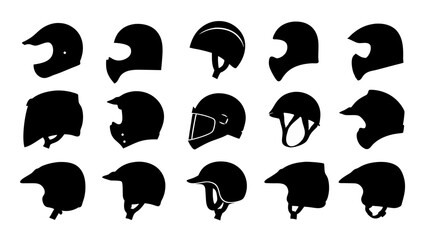 set of helmet silhouette vector on tranparent background