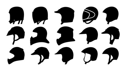 set of helmet silhouette vector on tranparent background