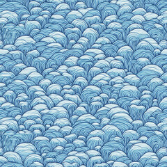 Obraz premium A seamless background featuring a traditional Japanese wave design in blue and white, with intricate oriental patterns, ideal for textiles, wallpapers, or cultural designs.