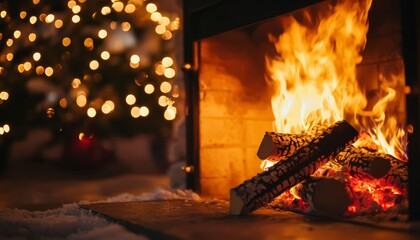 Cozy fireplace at Christmas