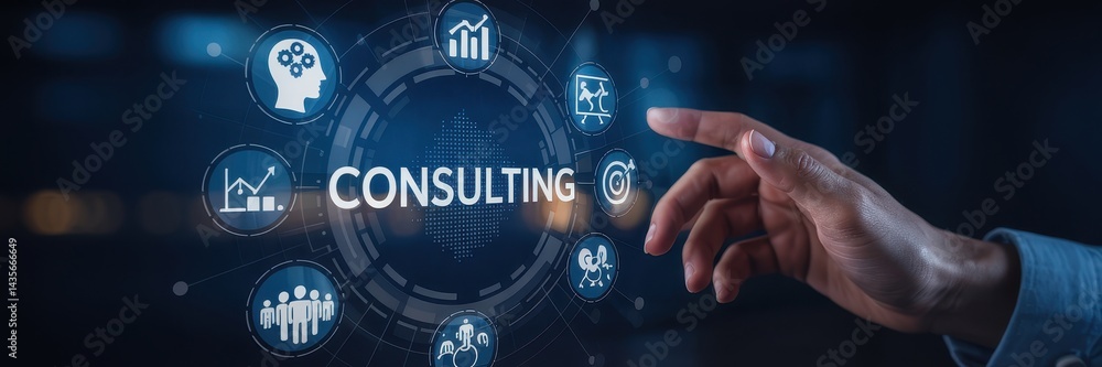 Poster interactive digital display of consulting services