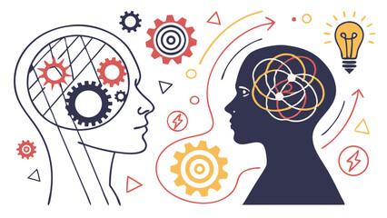 Fototapeta premium Brain gears thinking process vector