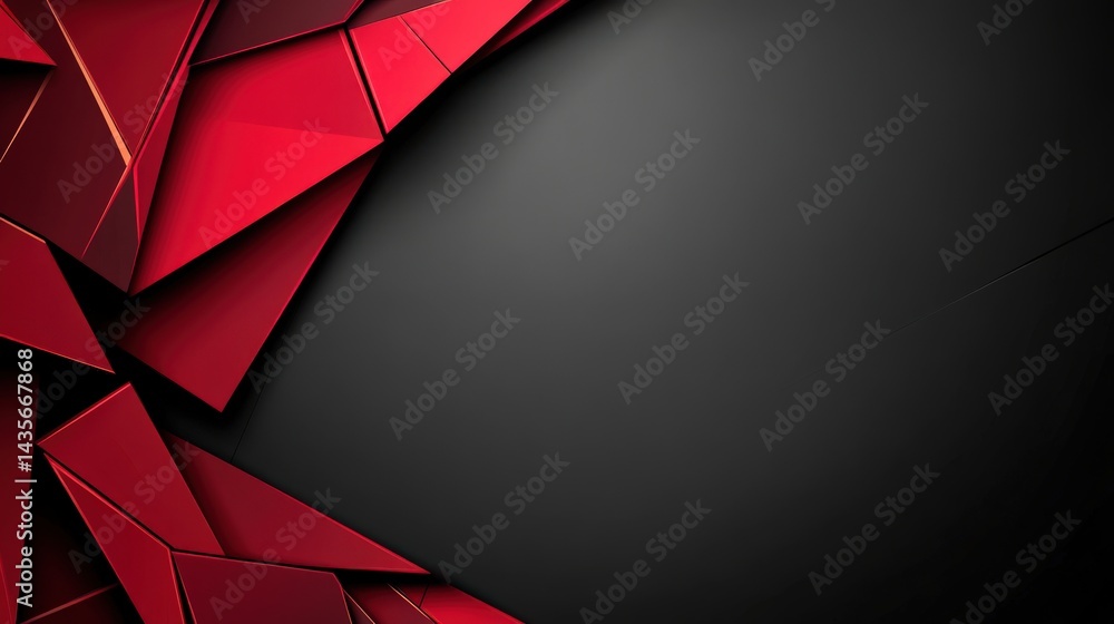 Aufkleber dynamic red and black abstract background with geometric shapes and layers