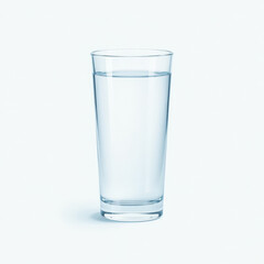 A simple yet elegant image of a half-filled glass of pristine water with a slight reflection, isolated on a transparent background, great for hydration or minimalist design concepts.