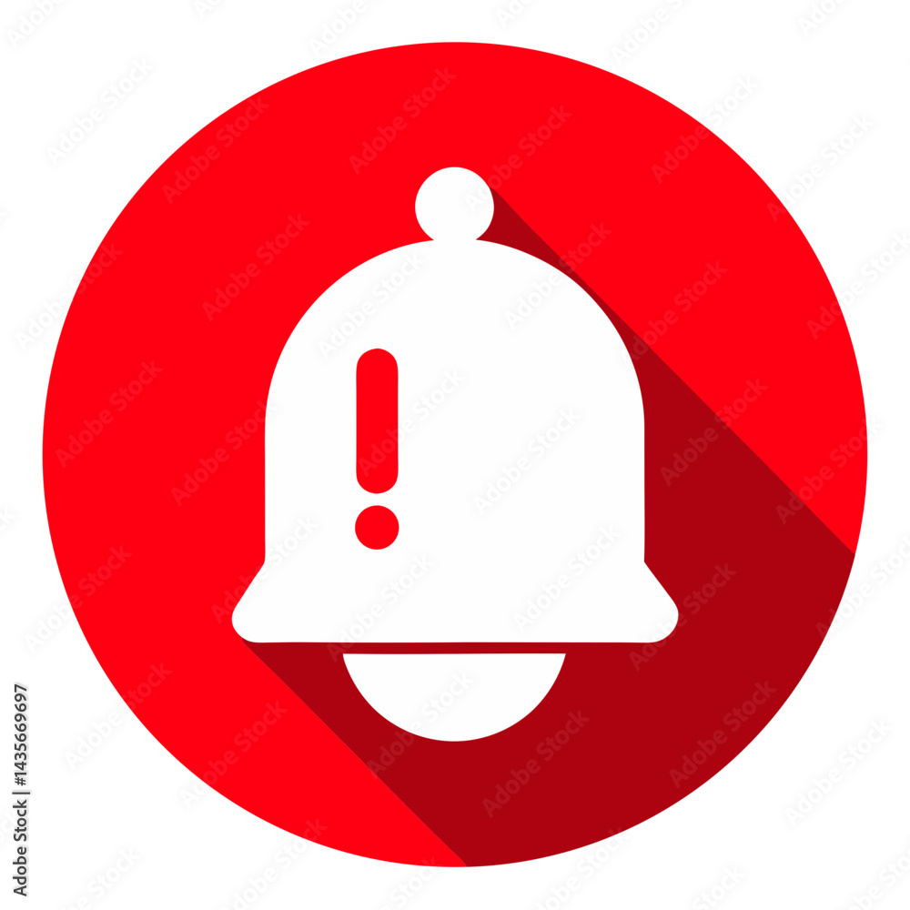 Aufkleber red alert notification icon flat design with long shadow for user interface