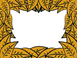 golden leaves. Hand drawn nature frame