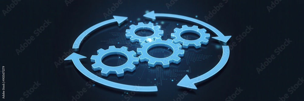 Poster continuous process, circular movement of gears.