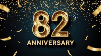 Celebratory gold anniversary number eighty-two design.