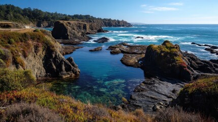 Picturesque Mendocino Coastline: Captivating Views of California's Ocean and Tide Pools